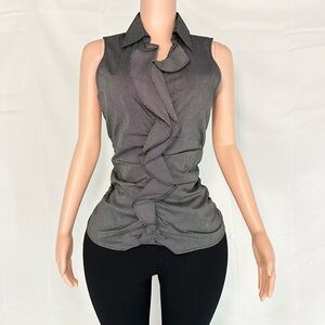 New York & Company pinstripe ruffle front sleeveless top